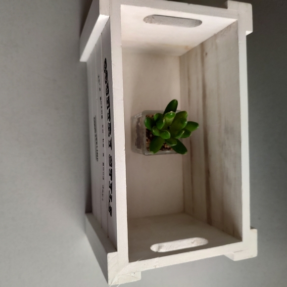 Box Wood Style Country Rustic White Handles For Coffee Station Wine Towels New - Picture 9 of 10